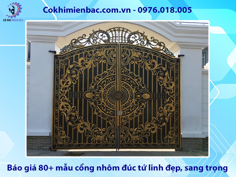 Báo giá 80+ mẫu cổng nhôm đúc tứ linh đẹp, sang trọng
