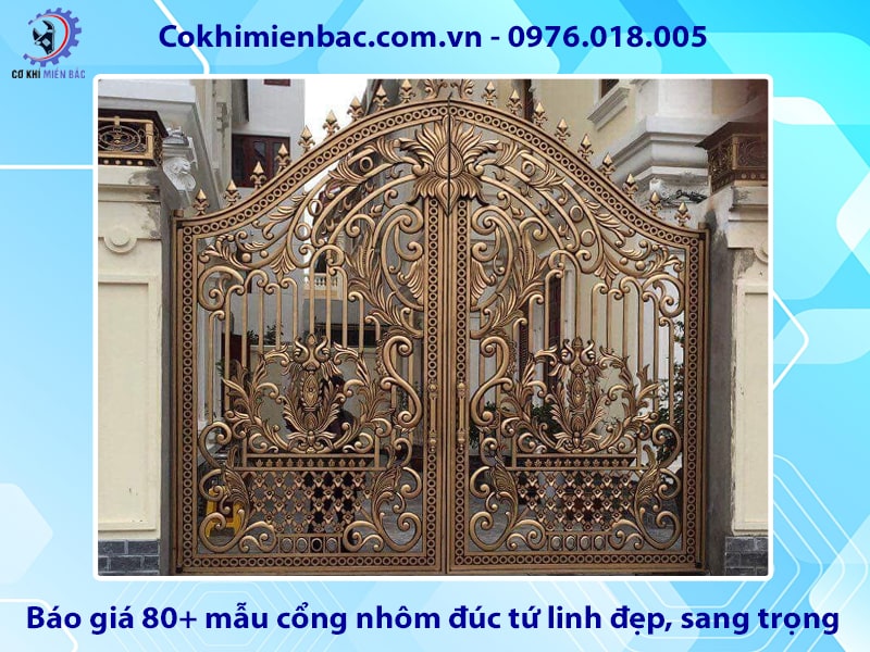Báo giá 80+ mẫu cổng nhôm đúc tứ linh đẹp, sang trọng