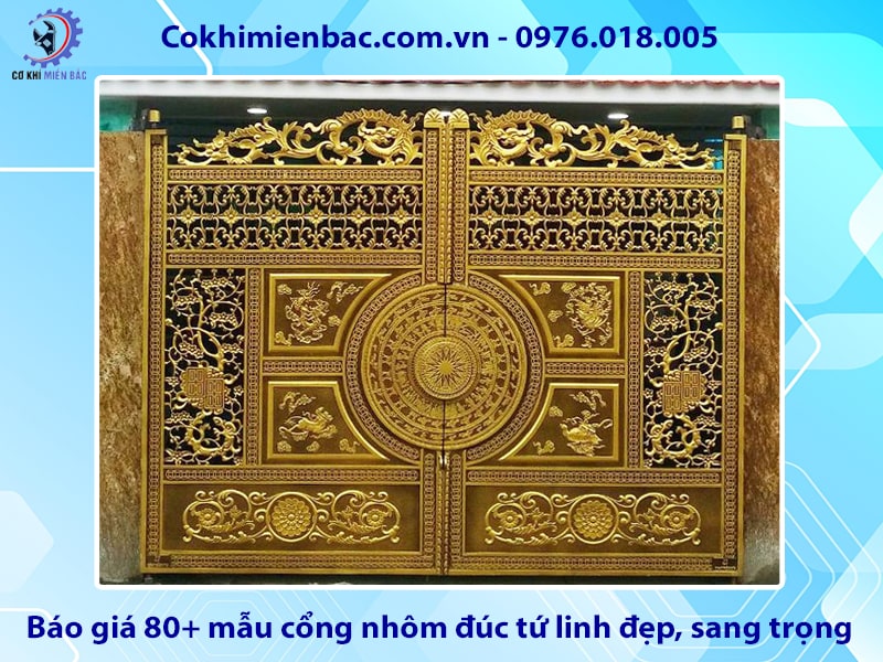 Báo giá 80+ mẫu cổng nhôm đúc tứ linh đẹp, sang trọng