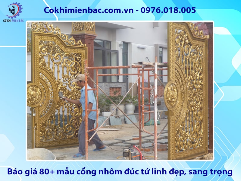 Báo giá 80+ mẫu cổng nhôm đúc tứ linh đẹp, sang trọng
