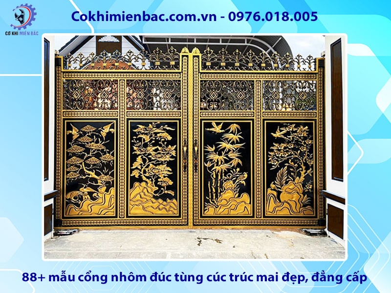 88+ mẫu cổng nhôm đúc tùng cúc trúc mai đẹp, đẳng cấp