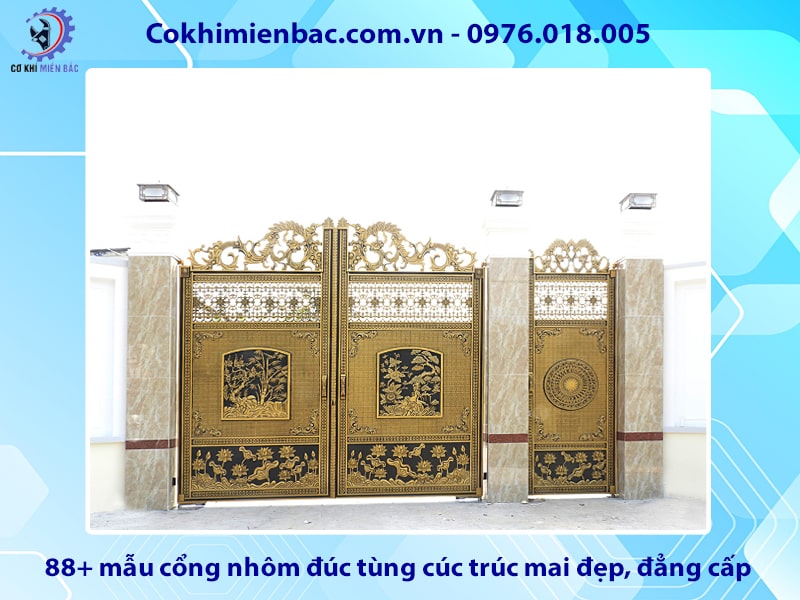 88+ mẫu cổng nhôm đúc tùng cúc trúc mai đẹp, đẳng cấp