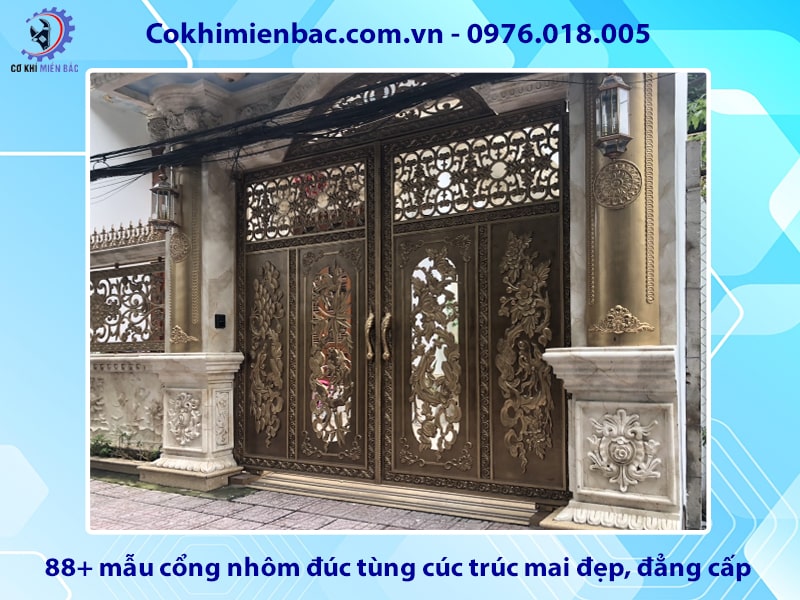 88+ mẫu cổng nhôm đúc tùng cúc trúc mai đẹp, đẳng cấp