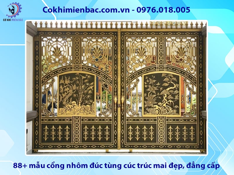 88+ mẫu cổng nhôm đúc tùng cúc trúc mai đẹp, đẳng cấp