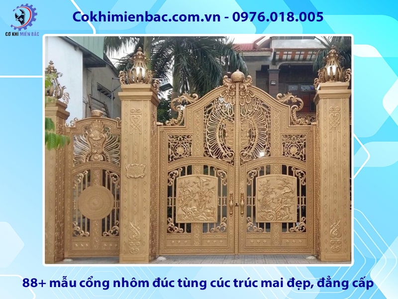 88+ mẫu cổng nhôm đúc tùng cúc trúc mai đẹp, đẳng cấp