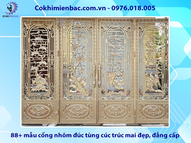 88+ mẫu cổng nhôm đúc tùng cúc trúc mai đẹp, đẳng cấp