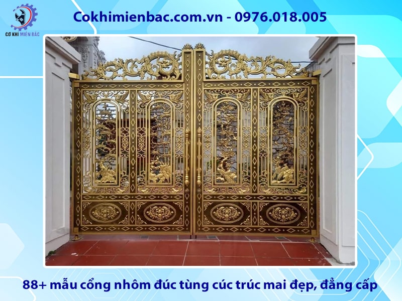 88+ mẫu cổng nhôm đúc tùng cúc trúc mai đẹp, đẳng cấp