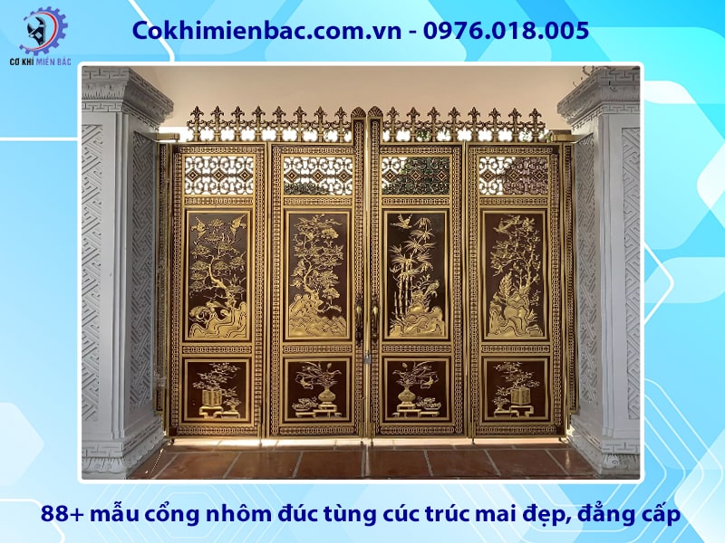 88+ mẫu cổng nhôm đúc tùng cúc trúc mai đẹp, đẳng cấp