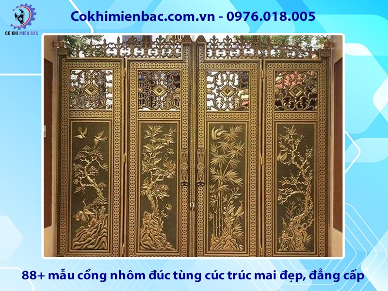 88+ mẫu cổng nhôm đúc tùng cúc trúc mai đẹp, đẳng cấp