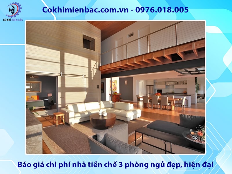 Báo giá chi phí nhà tiền chế 3 phòng ngủ đẹp, hiện đại