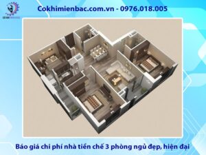 Báo giá chi phí nhà tiền chế 3 phòng ngủ đẹp, hiện đại
