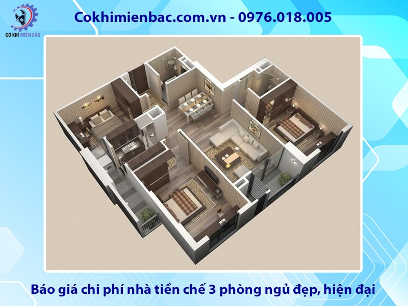 Báo giá chi phí nhà tiền chế 3 phòng ngủ đẹp, hiện đại
