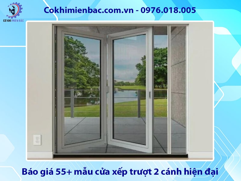 Báo giá 55+ mẫu cửa xếp trượt 2 cánh hiện đại năm 2025