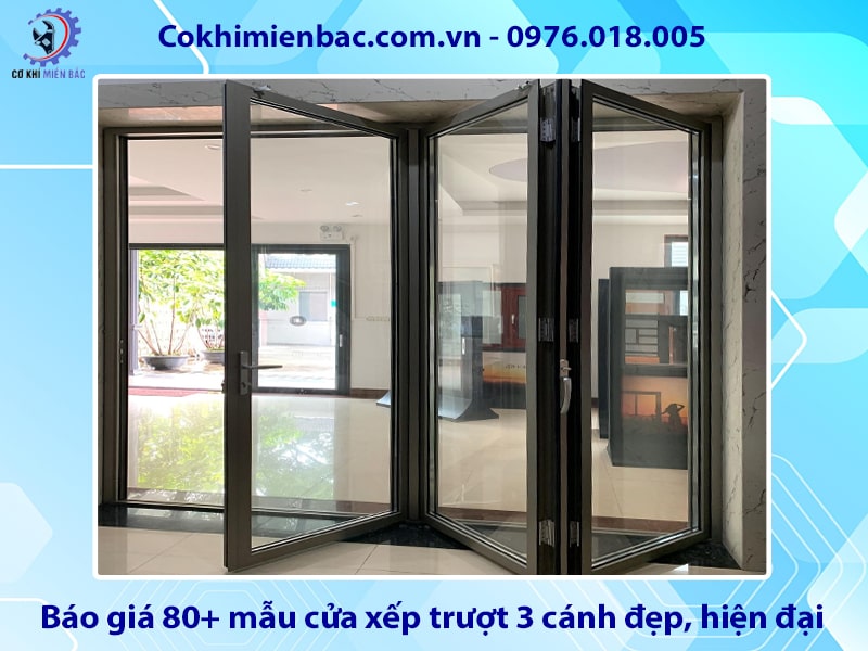 Báo giá 80+ mẫu cửa xếp trượt 3 cánh đẹp, hiện đại 2025