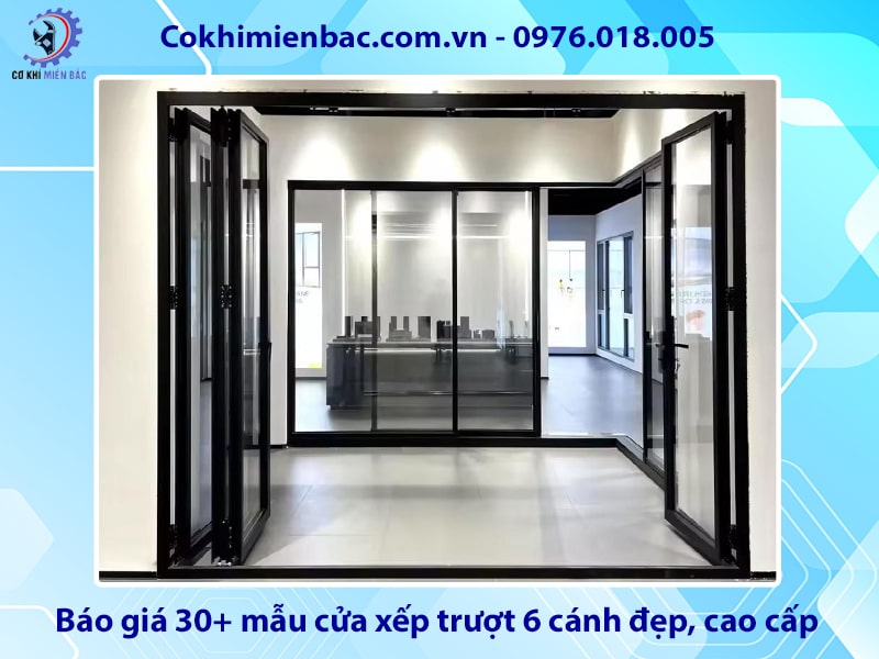 Báo giá 30+ mẫu cửa xếp trượt 6 cánh đẹp, cao cấp năm 2025