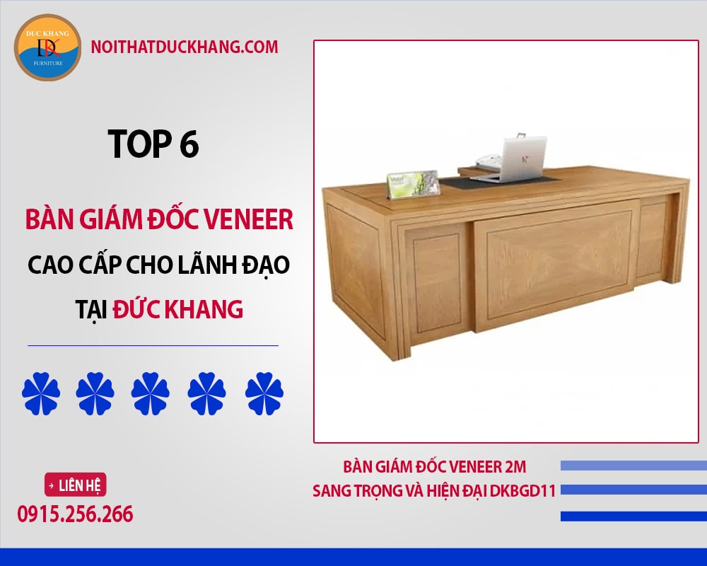 Bàn giám đốc Veneer 2m sang trọng và hiện đại DKBGD11