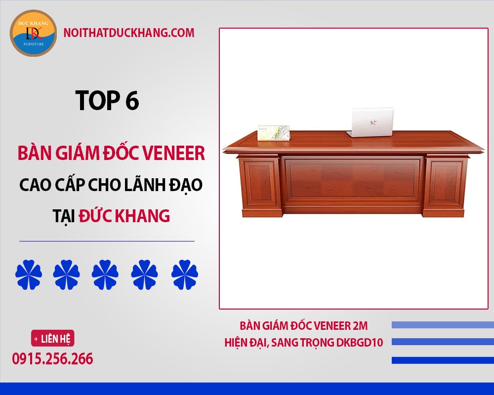 Bàn giám đốc Veneer 2m hiện đại, sang trọng DKBGD10