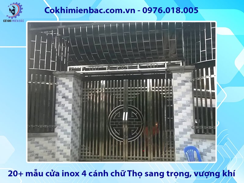 20+ mẫu cửa inox 4 cánh chữ Thọ sang trọng, vượng khí 2025