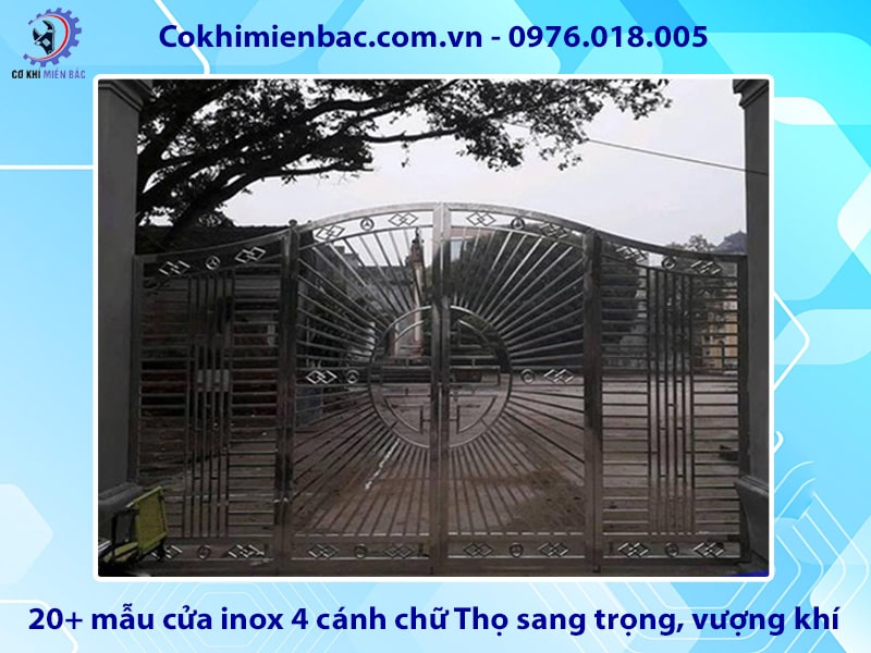 20+ mẫu cửa inox 4 cánh chữ Thọ sang trọng, vượng khí 2025