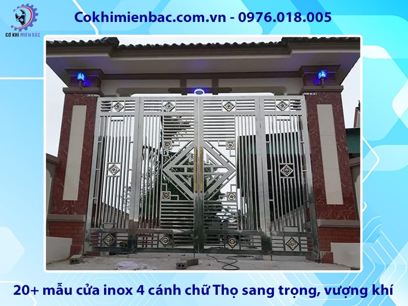 20+ mẫu cửa inox 4 cánh chữ Thọ sang trọng, vượng khí 2025