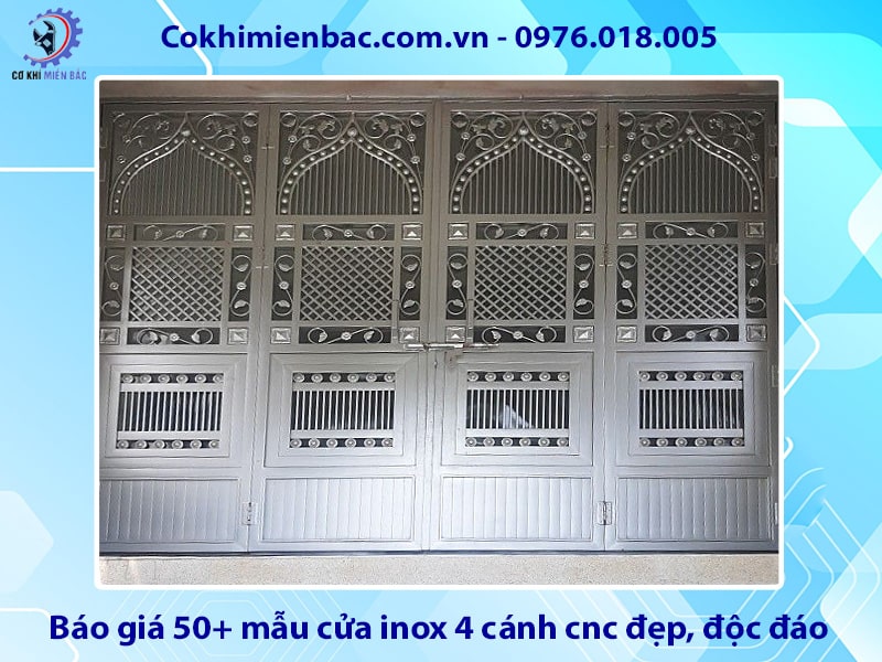 Báo giá 50+ mẫu cửa inox 4 cánh cnc đẹp, độc đáo, giá tốt