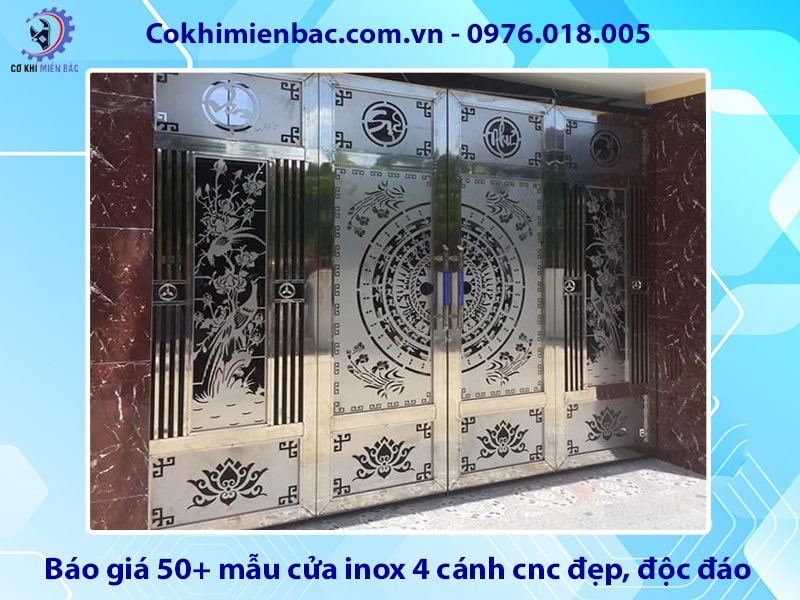 Báo giá 50+ mẫu cửa inox 4 cánh cnc đẹp, độc đáo, giá tốt