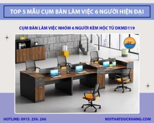 Top 5 mẫu cụm bàn làm việc 6 người hiện đại - Báo giá 2025