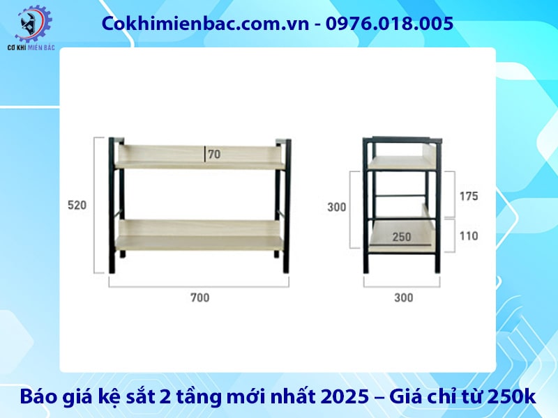 Báo giá kệ sắt 2 tầng mới nhất 2025 – Giá chỉ từ 250k