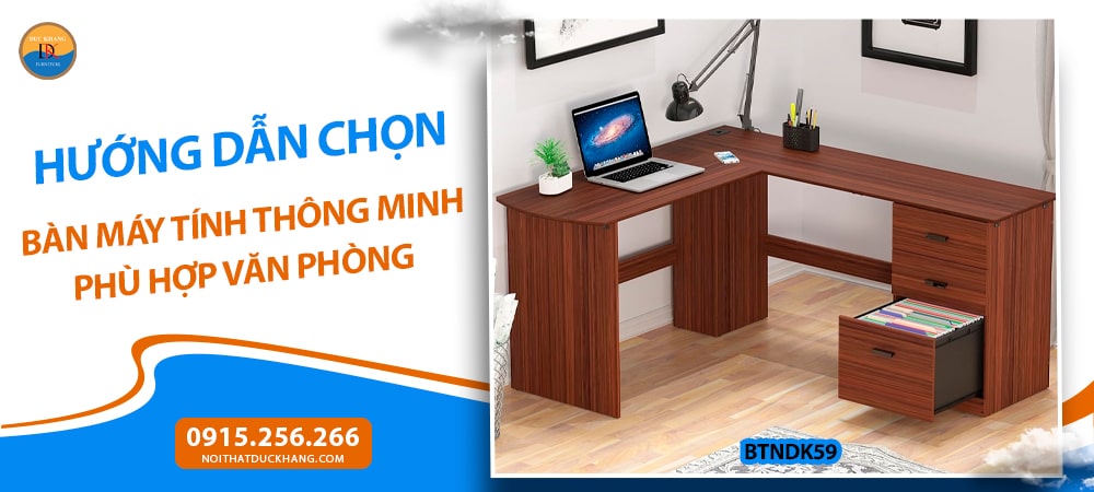Bàn máy tính thông minh bằng gỗ công nghiệp cao cấp