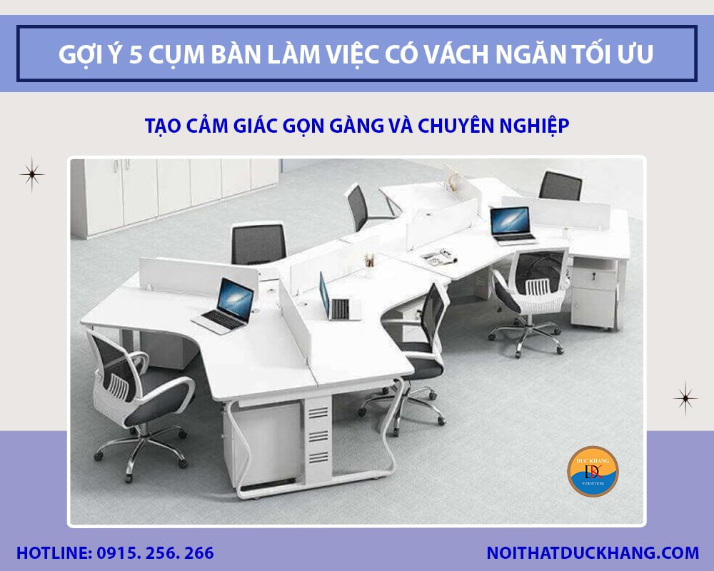 Gợi ý 5 cụm bàn làm việc có vách ngăn tối ưu không gian