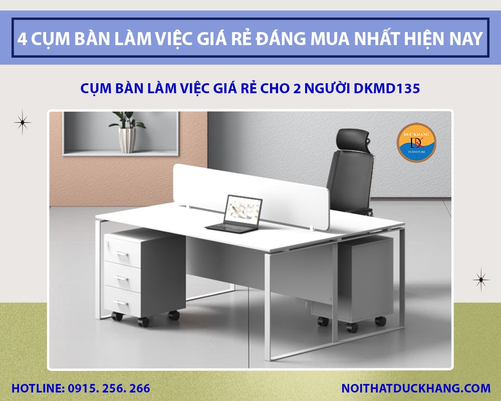 Cụm bàn làm việc giá rẻ cho 2 người DKMD135