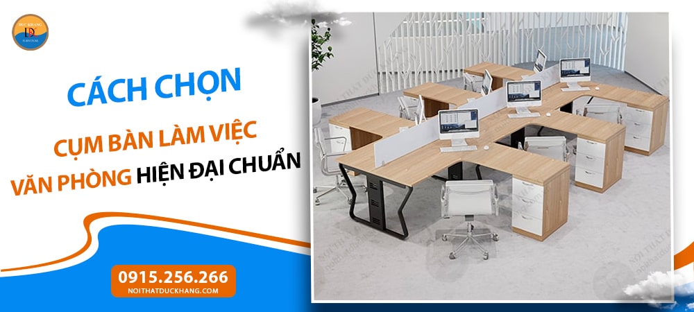 Cụm bàn làm việc văn phòng hiện đại nhóm 6 - 8 chỗ DKMD35