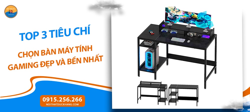 Bàn máy tính gaming hiện đại, mặt gỗ công nghiệp kèm kệ mở BTNDK57 Bàn máy tính gaming hiện đại, mặt gỗ công nghiệp kèm kệ mở BTNDK57