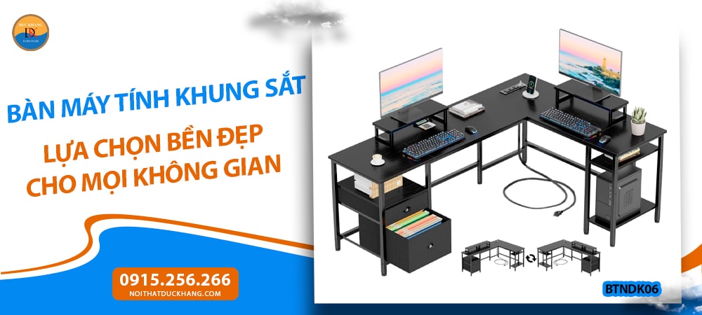 Bàn máy tính khung sắt chữ L Bàn máy tính khung sắt chữ L