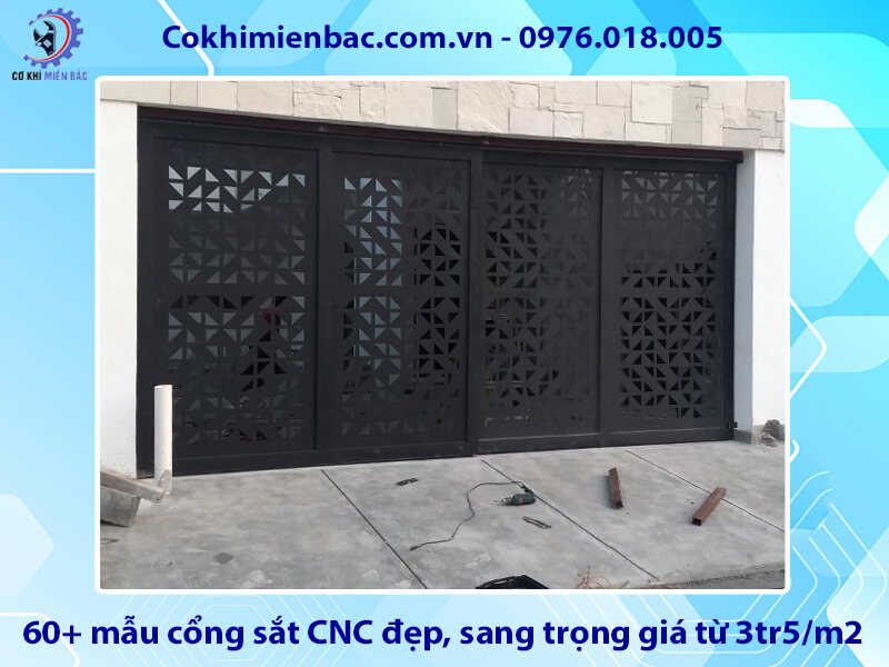 60+ mẫu cổng sắt CNC đẹp, sang trọng giá từ 3tr5/m2
