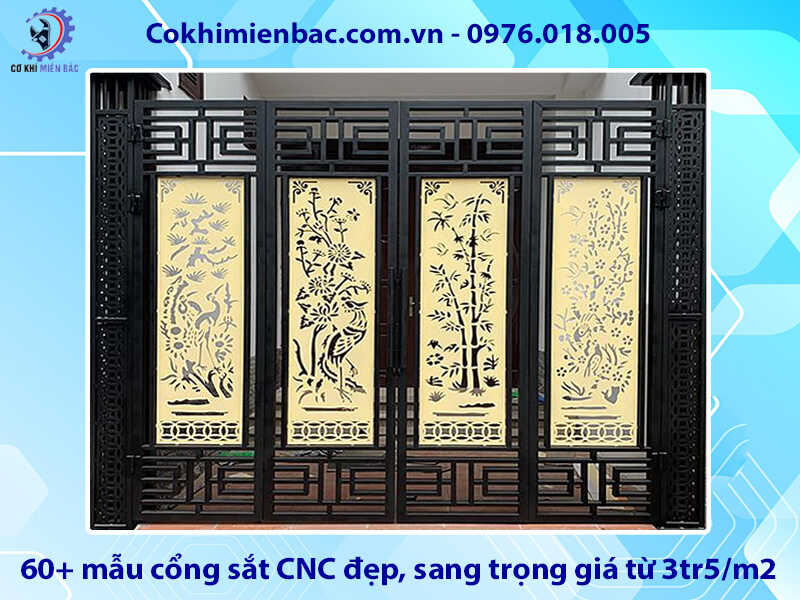 60+ mẫu cổng sắt CNC đẹp, sang trọng giá từ 3tr5/m2