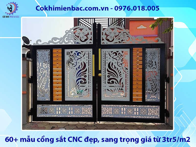 60+ mẫu cổng sắt CNC đẹp, sang trọng giá từ 3tr5/m2