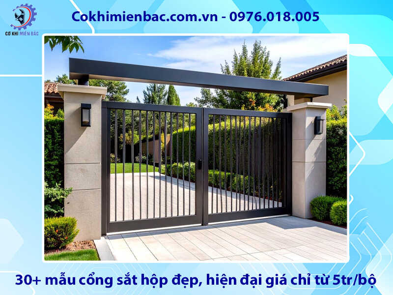 30+ mẫu cổng sắt hộp đẹp, hiện đại giá chỉ từ 5tr/bộ