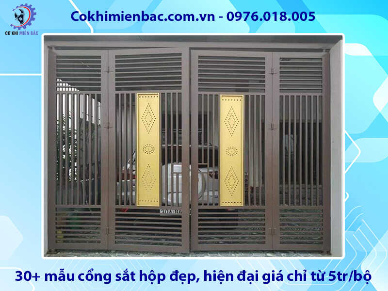 30+ mẫu cổng sắt hộp đẹp, hiện đại giá chỉ từ 5tr/bộ