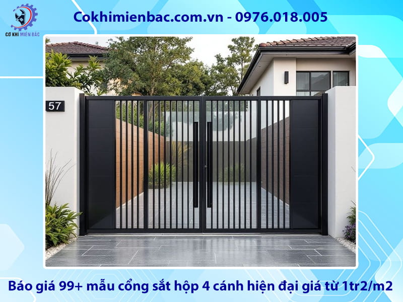 Báo giá 99+ mẫu cổng sắt hộp 4 cánh hiện đại giá từ 1tr2/m2 Báo giá 99+ mẫu cổng sắt hộp 4 cánh hiện đại giá từ 1tr2/m2