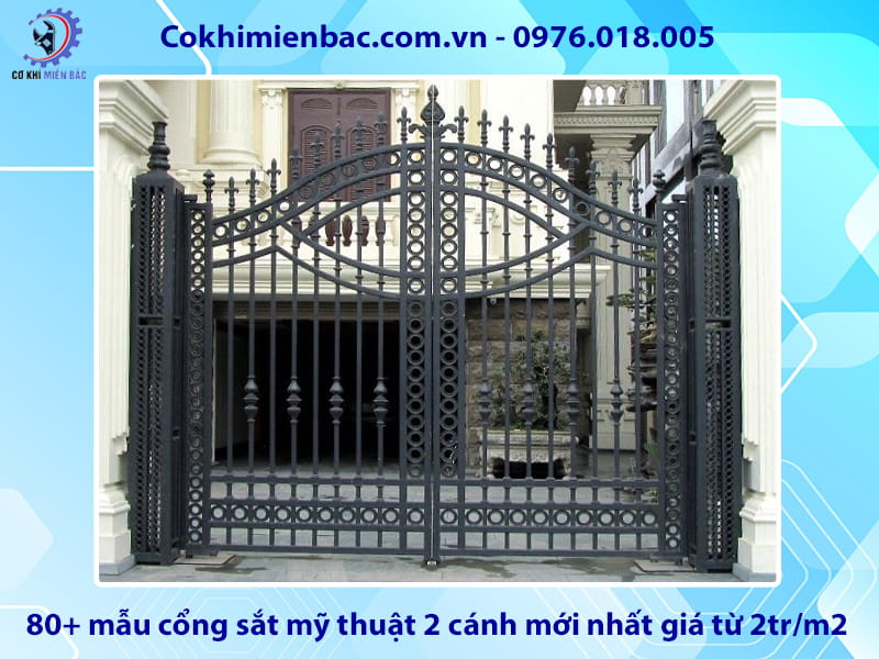 80+ mẫu cổng sắt mỹ thuật 2 cánh mới nhất giá từ 2tr/m2