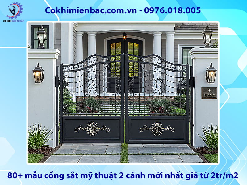 80+ mẫu cổng sắt mỹ thuật 2 cánh mới nhất giá từ 2tr/m2