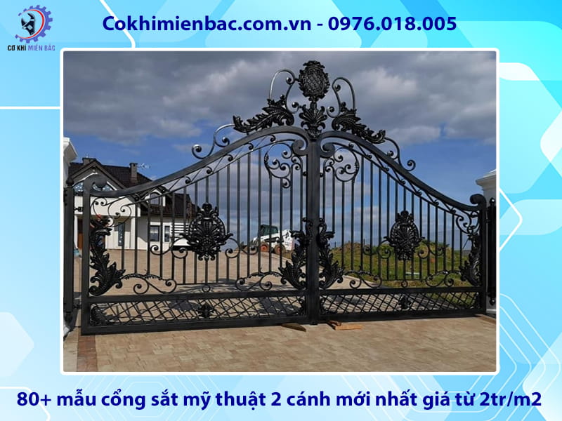 80+ mẫu cổng sắt mỹ thuật 2 cánh mới nhất giá từ 2tr/m2