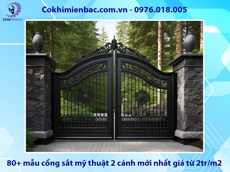 80+ mẫu cổng sắt mỹ thuật 2 cánh mới nhất giá từ 2tr/m2