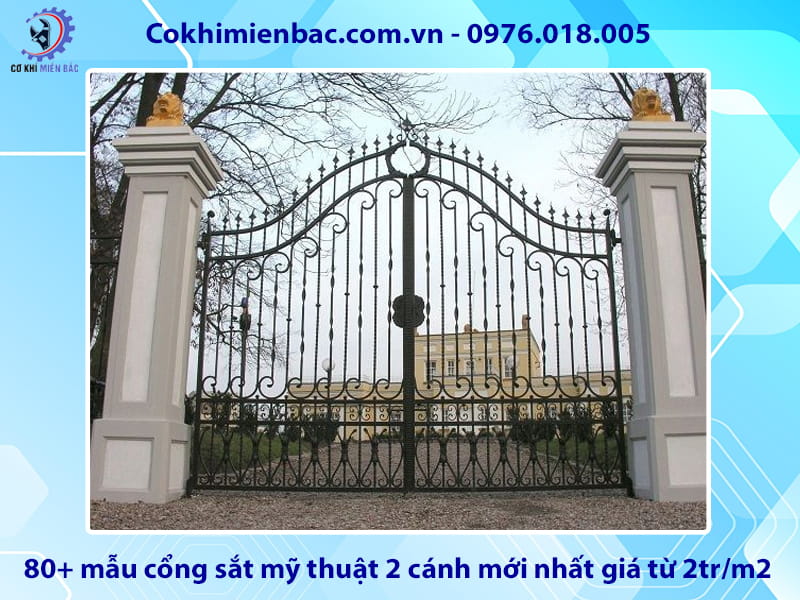 80+ mẫu cổng sắt mỹ thuật 2 cánh mới nhất giá từ 2tr/m2