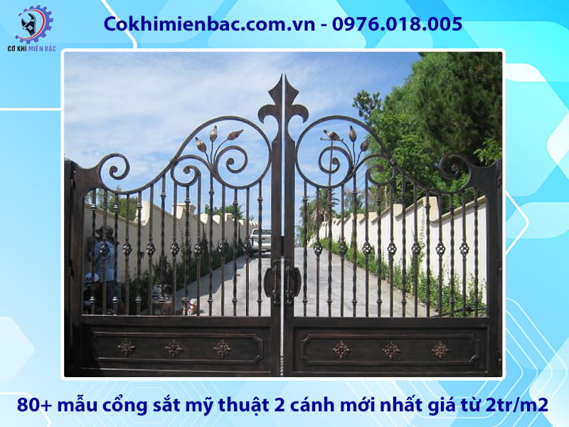 80+ mẫu cổng sắt mỹ thuật 2 cánh mới nhất giá từ 2tr/m2