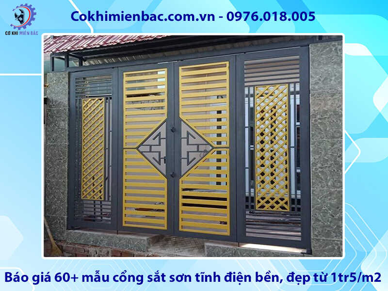 Báo giá 60+ mẫu cổng sắt sơn tĩnh điện bền, đẹp từ 1tr5/m2