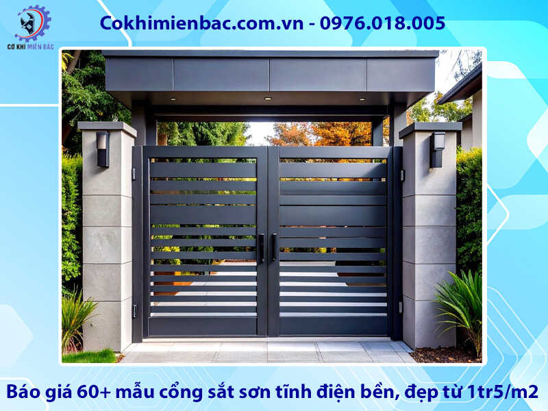 Báo giá 60+ mẫu cổng sắt sơn tĩnh điện bền, đẹp từ 1tr5/m2