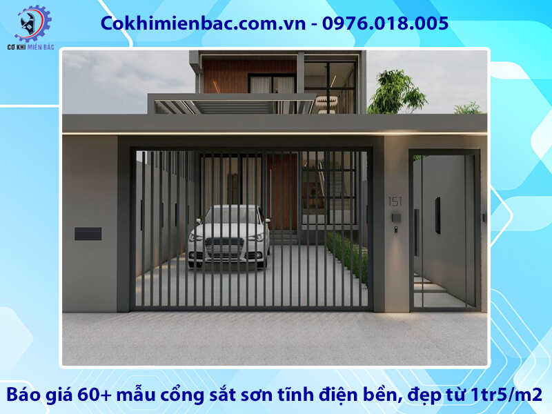 Báo giá 60+ mẫu cổng sắt sơn tĩnh điện bền, đẹp từ 1tr5/m2