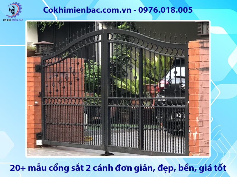 20+ mẫu cổng sắt 2 cánh đơn giản, đẹp, bền, giá tốt 2026